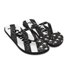 Load image into Gallery viewer, Flip-Flops | Black-Grey | Just Stand Distressed Flag | Sizes: Men&#39;s 6-11 and Women&#39;s 7-12