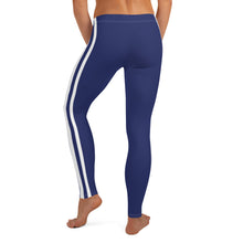 Load image into Gallery viewer, Women&#39;s Performance Leggings | Navy - Navy-White Stripes | Regular Waist | Just Stand Flag | Sizes: XS - XL