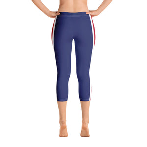 Women's Performance Capri Leggings | Red-White | Regular Waist | Just Stand Flag | Sizes: XS - XL