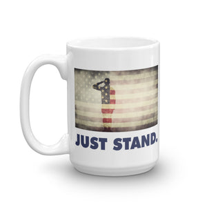 Coffee Mug | White | Just Stand Salute USA Flag | Sizes: 11 oz. and 15 oz.