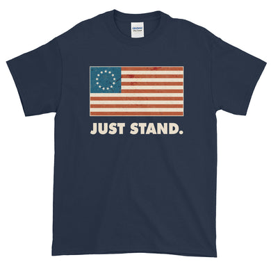 Men's Short Sleeve Crew Neck 6 oz. T-Shirt | Navy | Classic Fit | Vintage Betsy Ross Flag | Sizes: S - 5XL