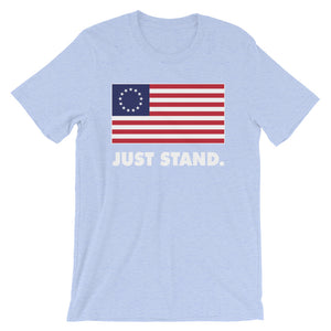 Unisex Short Sleeve Crew Neck T-Shirt | Heather Blue | Contemporary Fit | Betsy Ross Flag | Sizes: S - 3XL