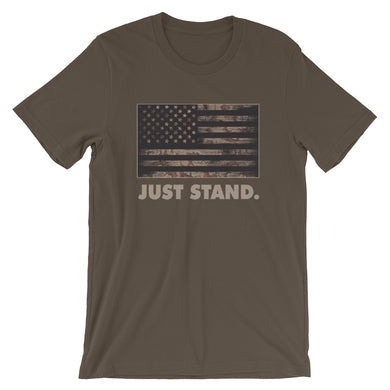 Unisex Short Sleeve Crew Neck T-Shirt | Army Brown | Contemporary Fit | Desert Camo Flag | Sizes: S - 4XL