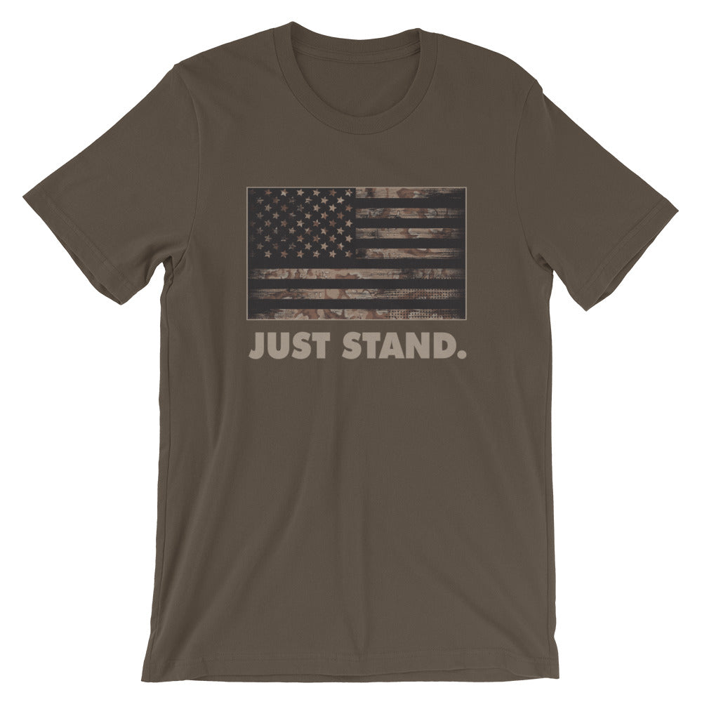 Unisex Short Sleeve Crew Neck T-Shirt | Army Brown | Contemporary Fit | Desert Camo Flag | Sizes: S - 4XL