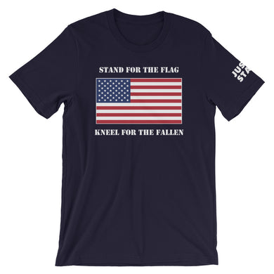 Unisex Short Sleeve Crew Neck T-Shirt | Navy | Contemporary Fit | JS USA Flag | Sizes: XS - 2XL