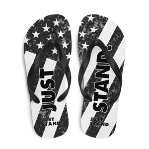 Flip-Flops | Black-Grey | Just Stand Distressed Flag | Sizes: Men's 6-11 and Women's 7-12