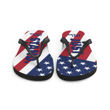 Load image into Gallery viewer, Flip-Flops | Red-White-Blue | Just Stand Flag | Sizes: Men&#39;s 6-11 and Women&#39;s 7-12