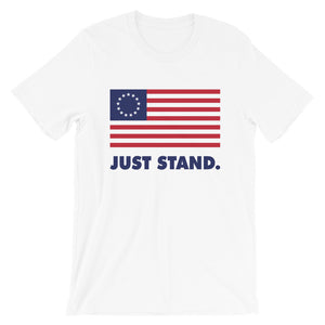 Unisex Short Sleeve Crew Neck T-Shirt | White | Contemporary Fit | Betsy Ross Flag | Sizes: XS - 4XL