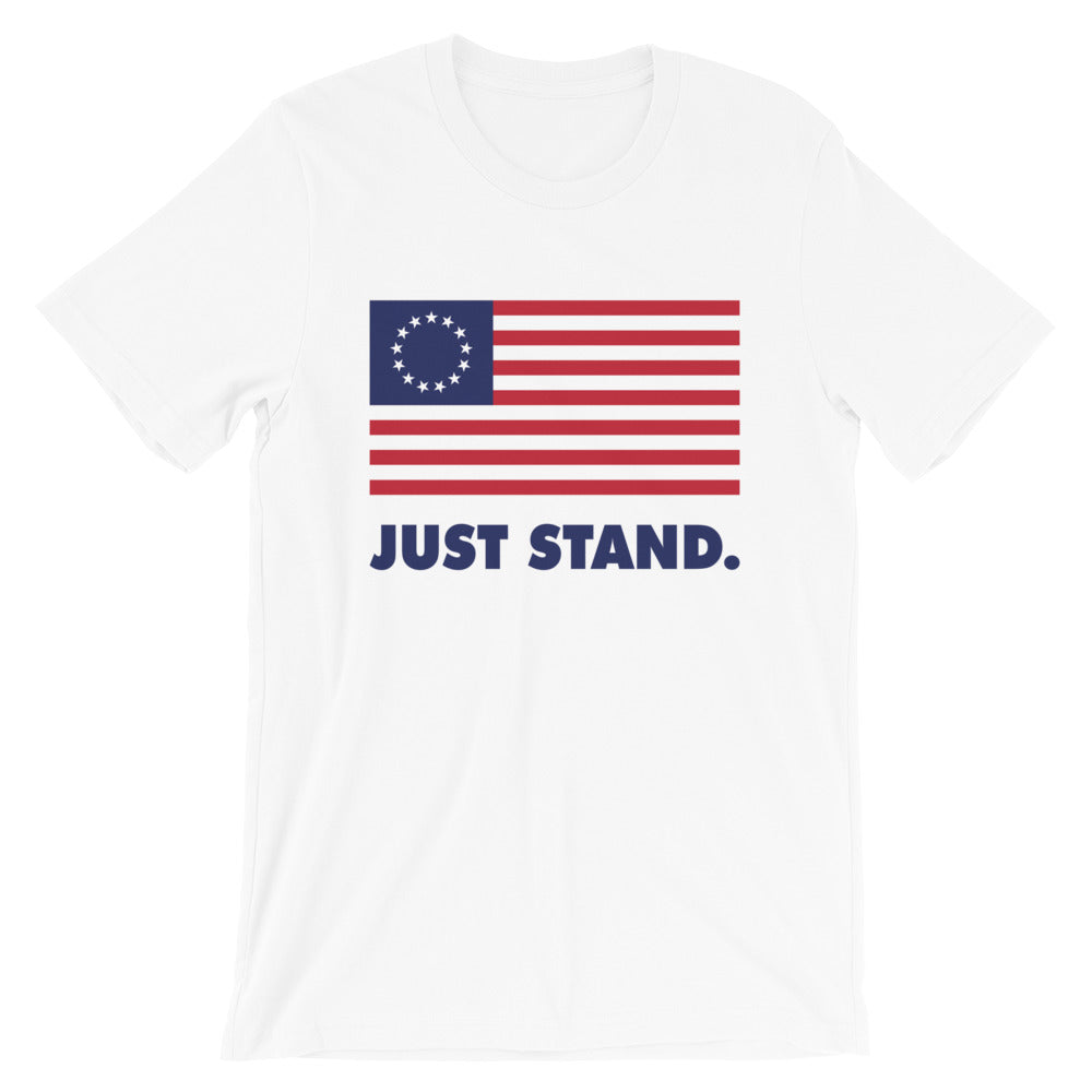 Unisex Short Sleeve Crew Neck T-Shirt | White | Contemporary Fit | Betsy Ross Flag | Sizes: XS - 4XL