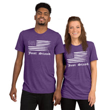 Load image into Gallery viewer, Unisex Short Sleeve Crew Neck T-Shirt | Purple | Contemporary Fit | Distress USA Flag | Sizes: XS - 3XL