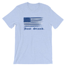 Load image into Gallery viewer, Unisex Short Sleeve Crew Neck T-Shirt | Heather Blue | Contemporary Fit | Distress USA Flag | Sizes: S - 4XL