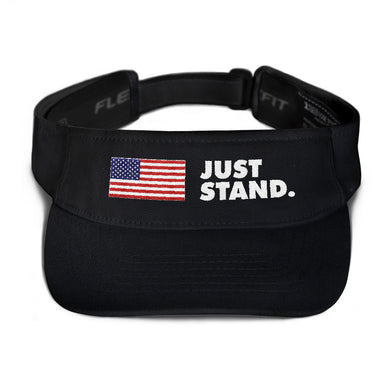 Performance Visor | Black | Adjustable | Just Stand USA Flag | One Size Fits Most