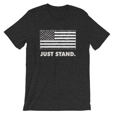 Unisex Short Sleeve Crew Neck T-Shirt | Dark Grey Heather | Contemporary Fit | Vintage USA Flag | Sizes: XS - 4XL