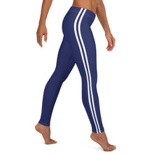 Load image into Gallery viewer, Women&#39;s Performance Leggings | Navy - Navy-White Stripes | Regular Waist | Just Stand Flag | Sizes: XS - XL