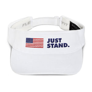 Performance Visor | White | Adjustable | Just Stand USA Flag | One Size Fits Most