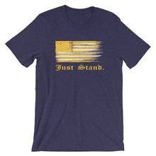 Load image into Gallery viewer, Unisex Short Sleeve Crew Neck T-Shirt | Heather Midnight Navy | Contemporary Fit | Distress USA Flag | Sizes: XS - 4XL