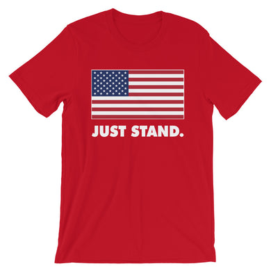 Unisex Short Sleeve Crew Neck T-Shirt | Red | Contemporary Fit | USA Flag | Sizes: S - 3XL