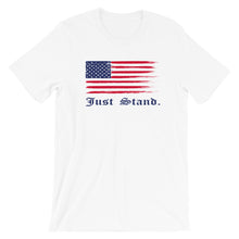 Load image into Gallery viewer, Unisex Short Sleeve Crew Neck T-Shirt | White | Contemporary Fit | Distress USA Flag | Sizes: XS - 4XL