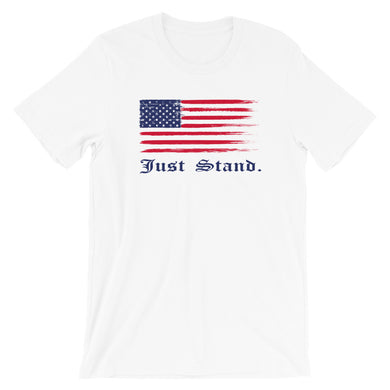 Unisex Short Sleeve Crew Neck T-Shirt | White | Contemporary Fit | Distress USA Flag | Sizes: XS - 4XL