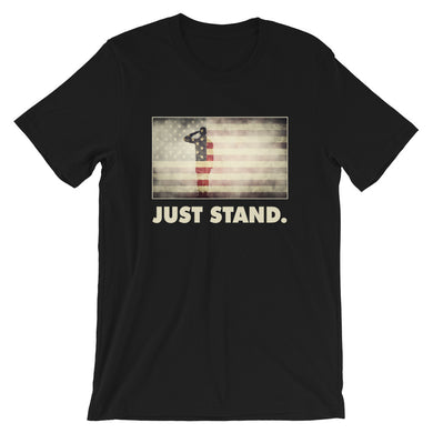 Unisex Short Sleeve Crew Neck T-Shirt | Black | Contemporary Fit | Salute USA Flag | Sizes: XS - 4XL