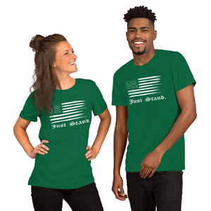 Unisex Short Sleeve Crew Neck T-Shirt | Kelly Green | Contemporary Fit | Distress USA Flag | Sizes: S - 4XL