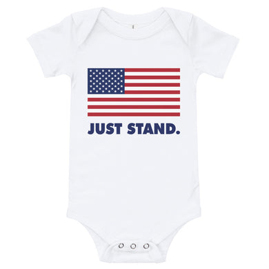 Baby Bodysuit | White | Just Stand USA Flag | Sizes: 3-24 months