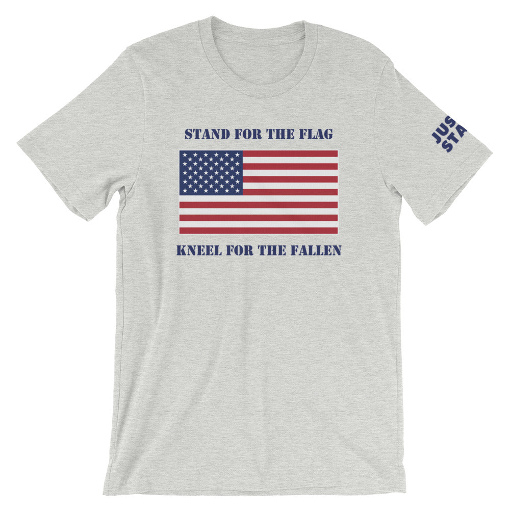 Unisex Short Sleeve Crew Neck T-Shirt | Athletic Heather | Contemporary Fit | JS USA Flag | Sizes: S - 4XL