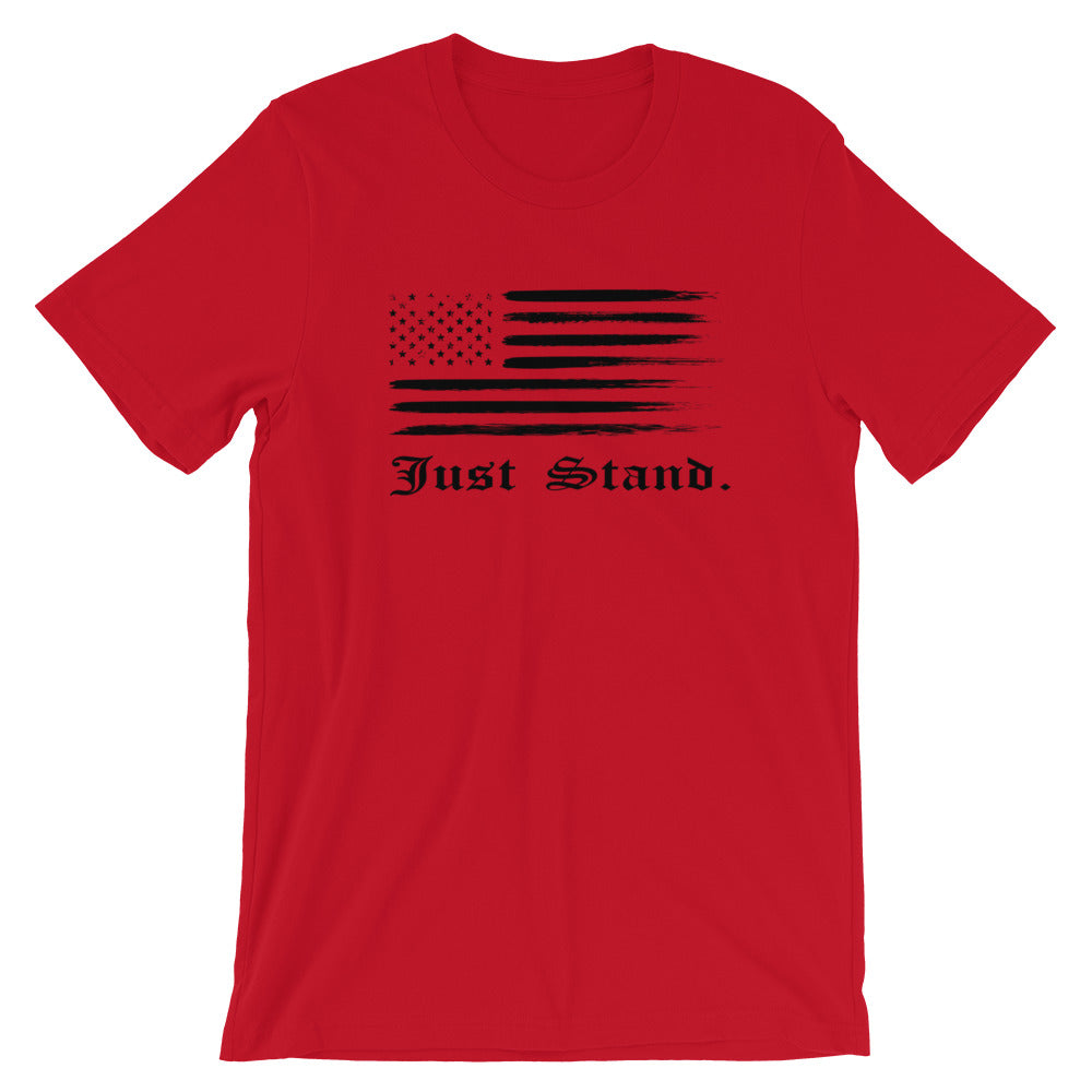 Unisex Short Sleeve Crew Neck T-Shirt | Red | Contemporary Fit | Distress USA Flag | Sizes: S - 4XL