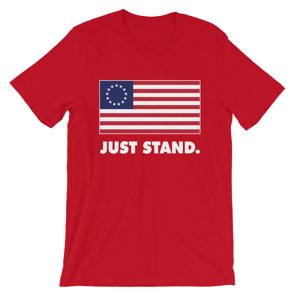 Unisex Short Sleeve Crew Neck T-Shirt | Red | Contemporary Fit | Betsy Ross Flag | Sizes: S - 4XL