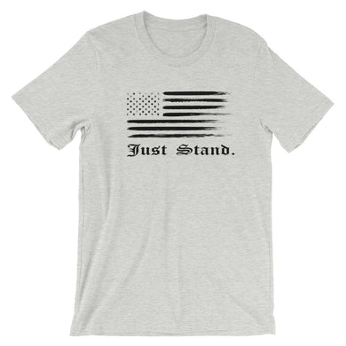 Unisex Short Sleeve Crew Neck T-Shirt | Athletic Grey | Contemporary Fit | Distress USA Flag | Sizes: S - 4XL