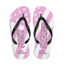 Load image into Gallery viewer, Flip-Flops | Pink-White | Just Stand Flag | Sizes: Men&#39;s 6-11 and Women&#39;s 7-12